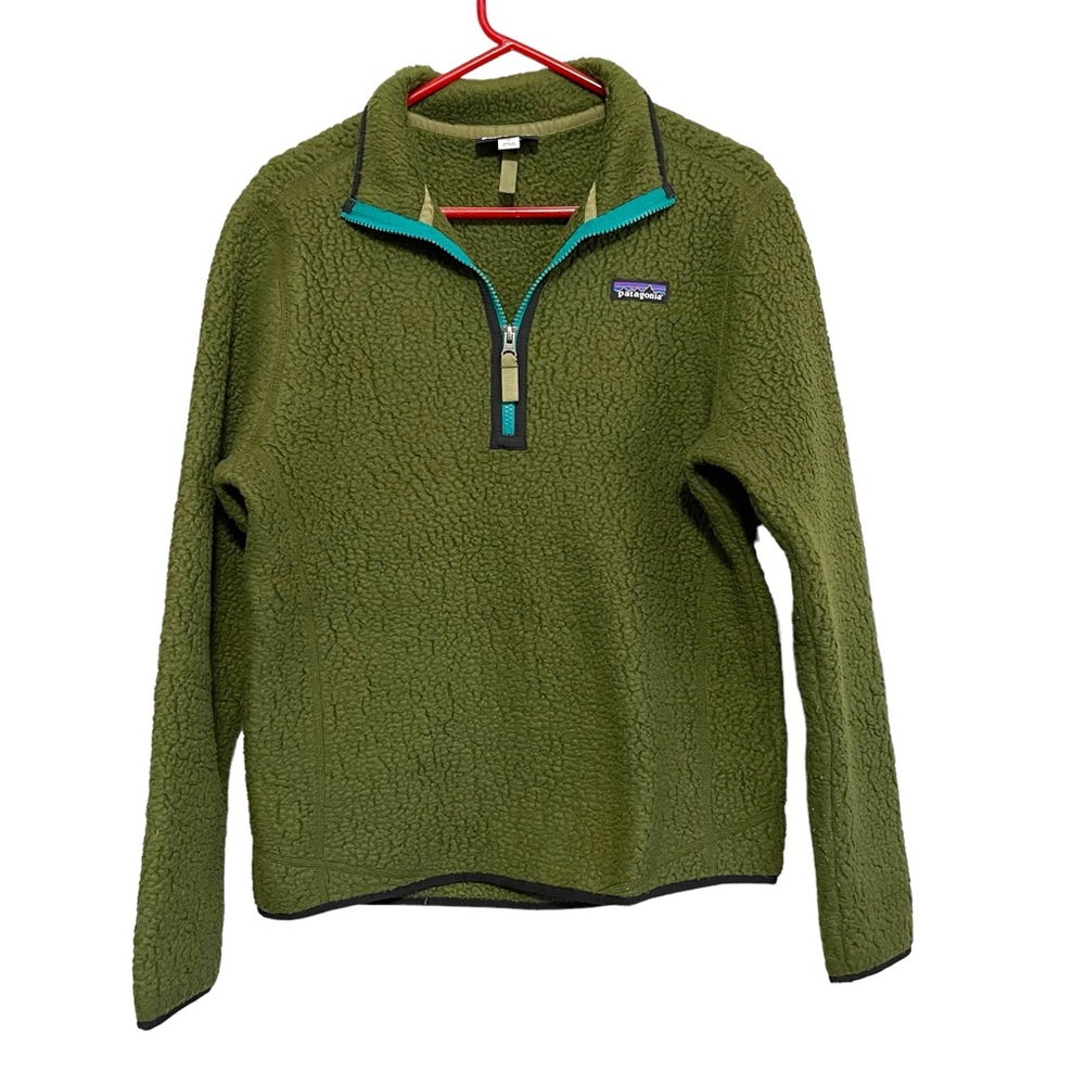 Patagonia Retro Pile 1/4” Zip Popover Fleece Army Green Casual Womens Medium